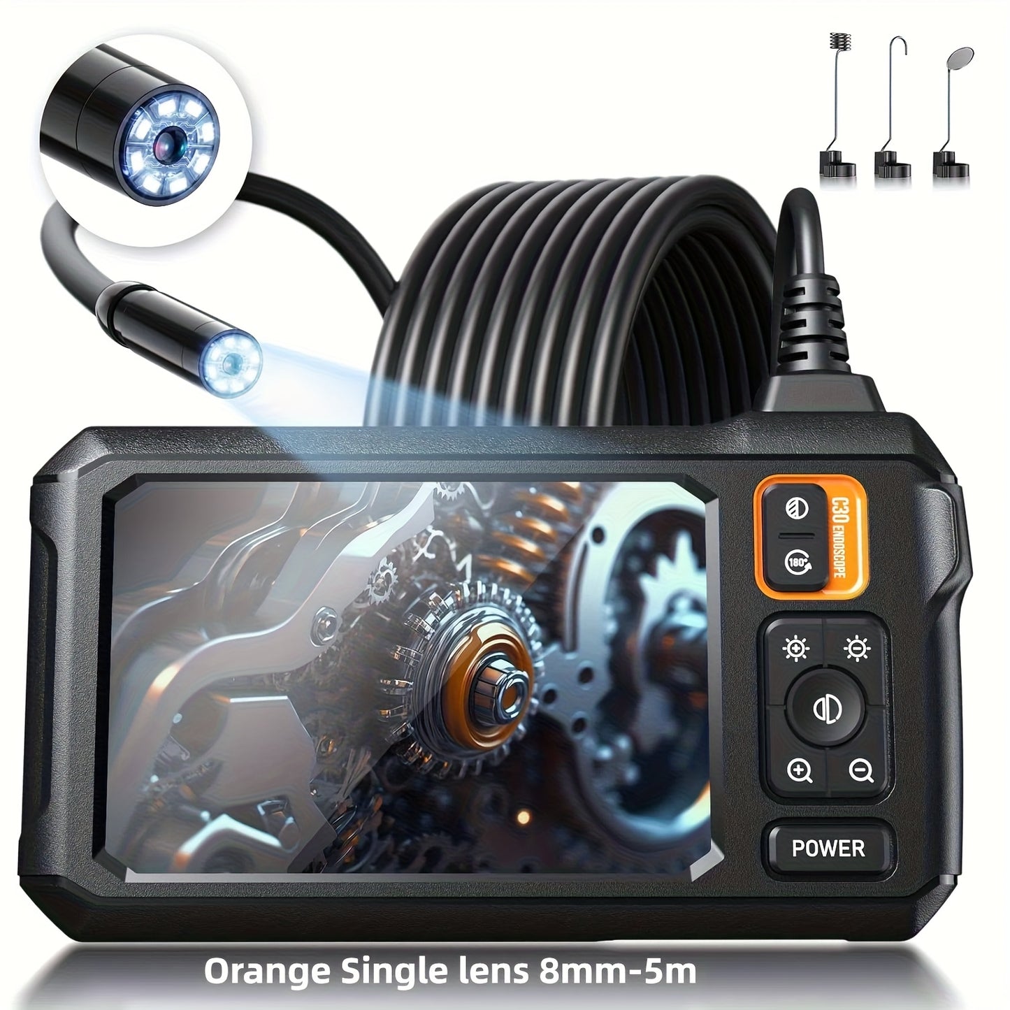 LCD Industrial Endoscope – 8mm Dual/Single Lens Camera