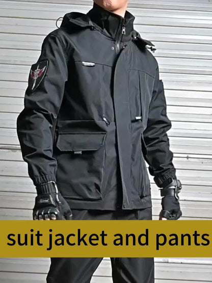 Men's Workwear Set - Hooded Multi-Pocket Jacket & Pants