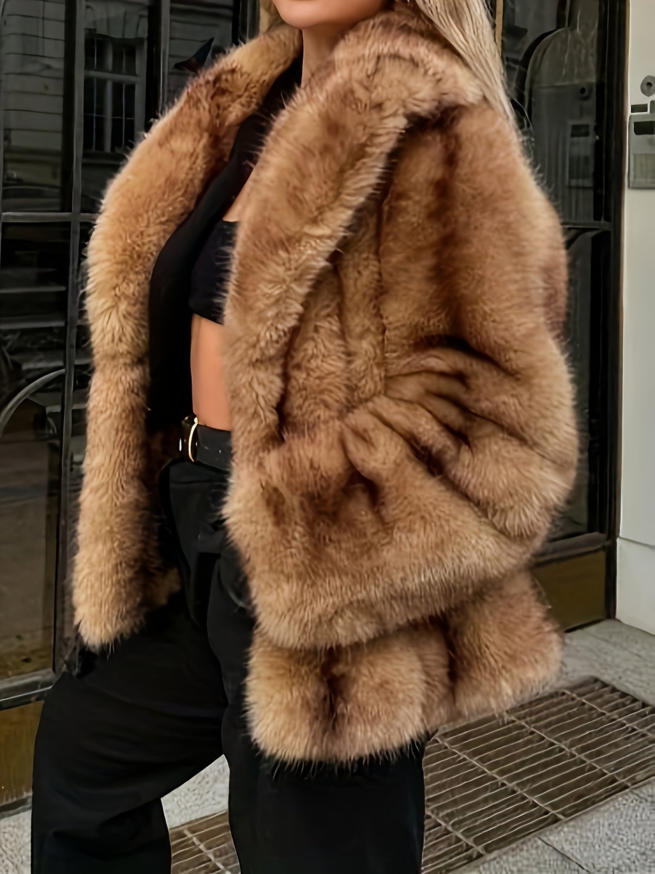 Women'S Winter Coat - Elegant Long Formal & Casual Outerwear, Soft Fluffy-like Texture, Warm Cold Weather Jacket for Everyday & Special Occasions, Easy-Care Luxury Coat (YT), Ladies Winter Coats, Seasonal Fashion, Sophisticat