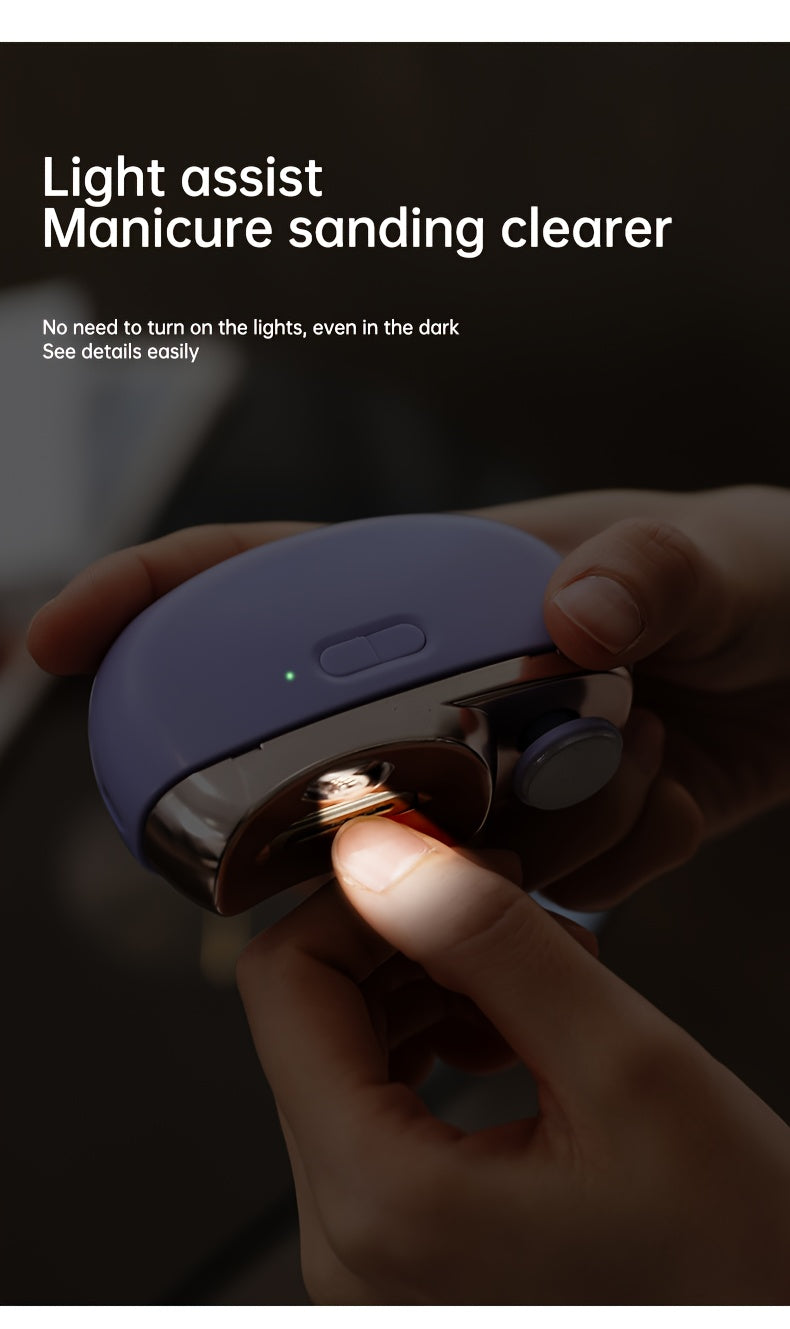 2-in-1 Electric Nail Clipper & Polisher - LED Light USB Charging