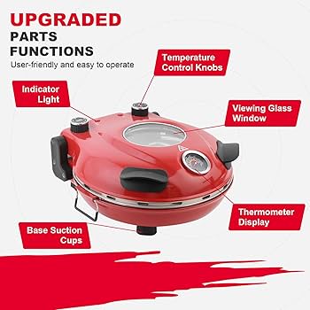 Appareil à pizza électrique 420 °C – 1200 W, plaque en pierre