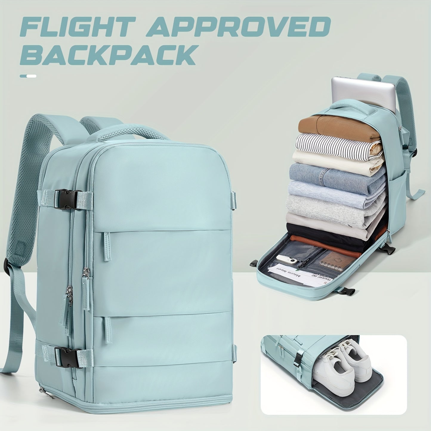 Lightweight Travel Backpack 40x30x20cm - Airline Approved Carry-On