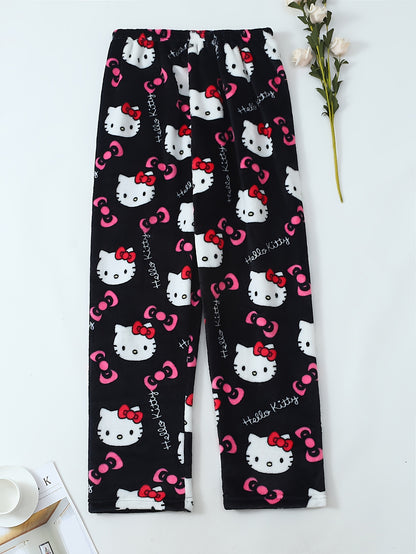 Hello Kitty Women's Flannel Sleep Pants - Thick Warm Winter