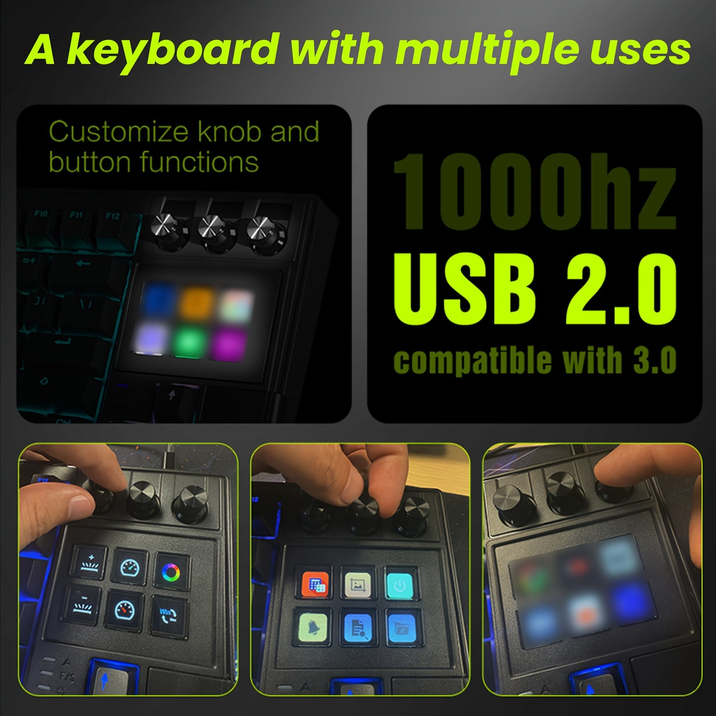 MRSVI 78-Key Mechanical Gaming Keyboard - 6 LCD Programmable Keys RGB