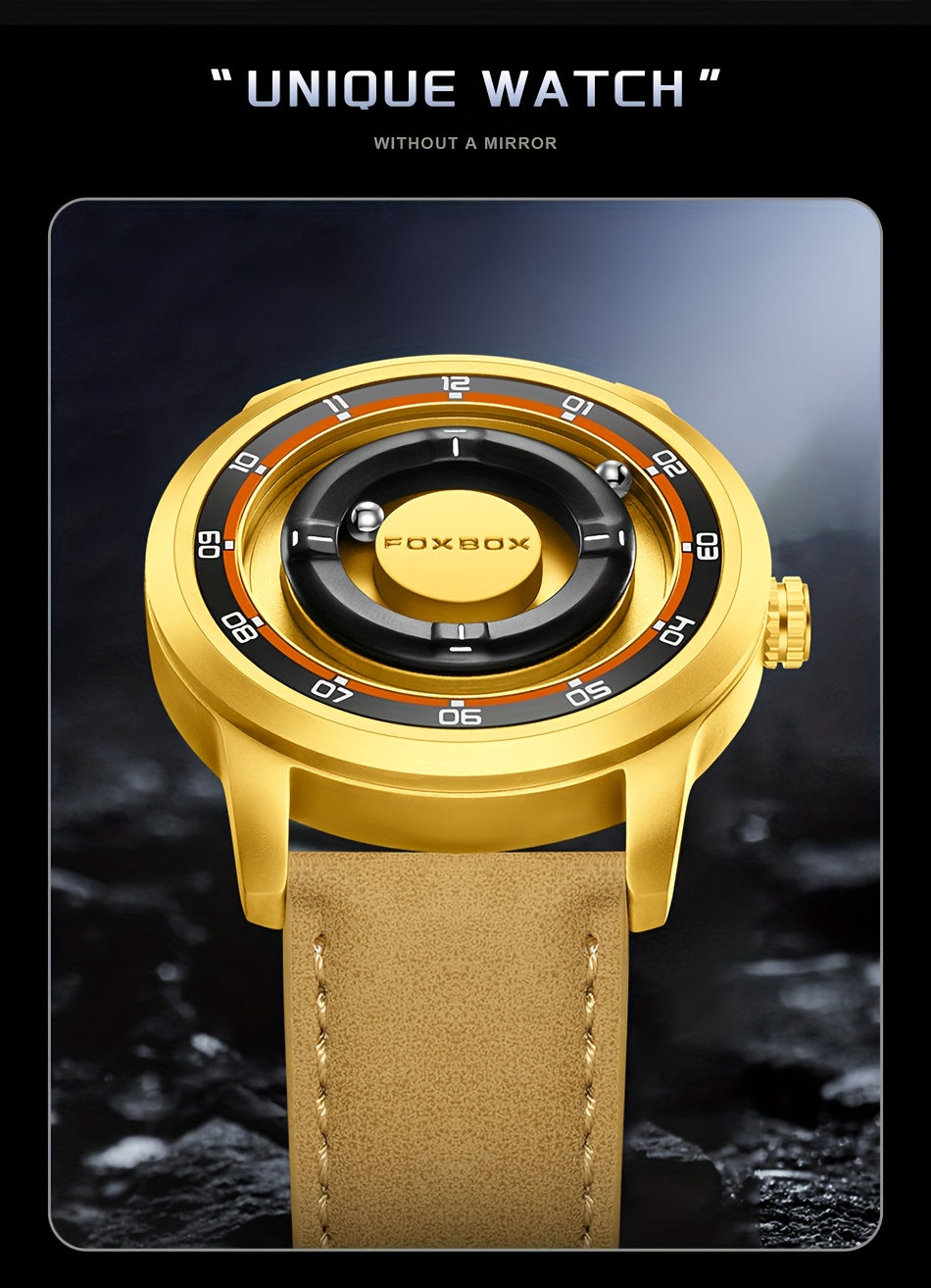 FOXBOX Men’s Fashion Watch – Unique Dial, Leather Strap, Quartz & Waterproof