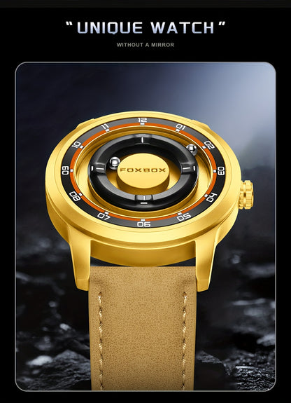 FOXBOX Men’s Fashion Watch – Unique Dial, Leather Strap, Quartz & Waterproof