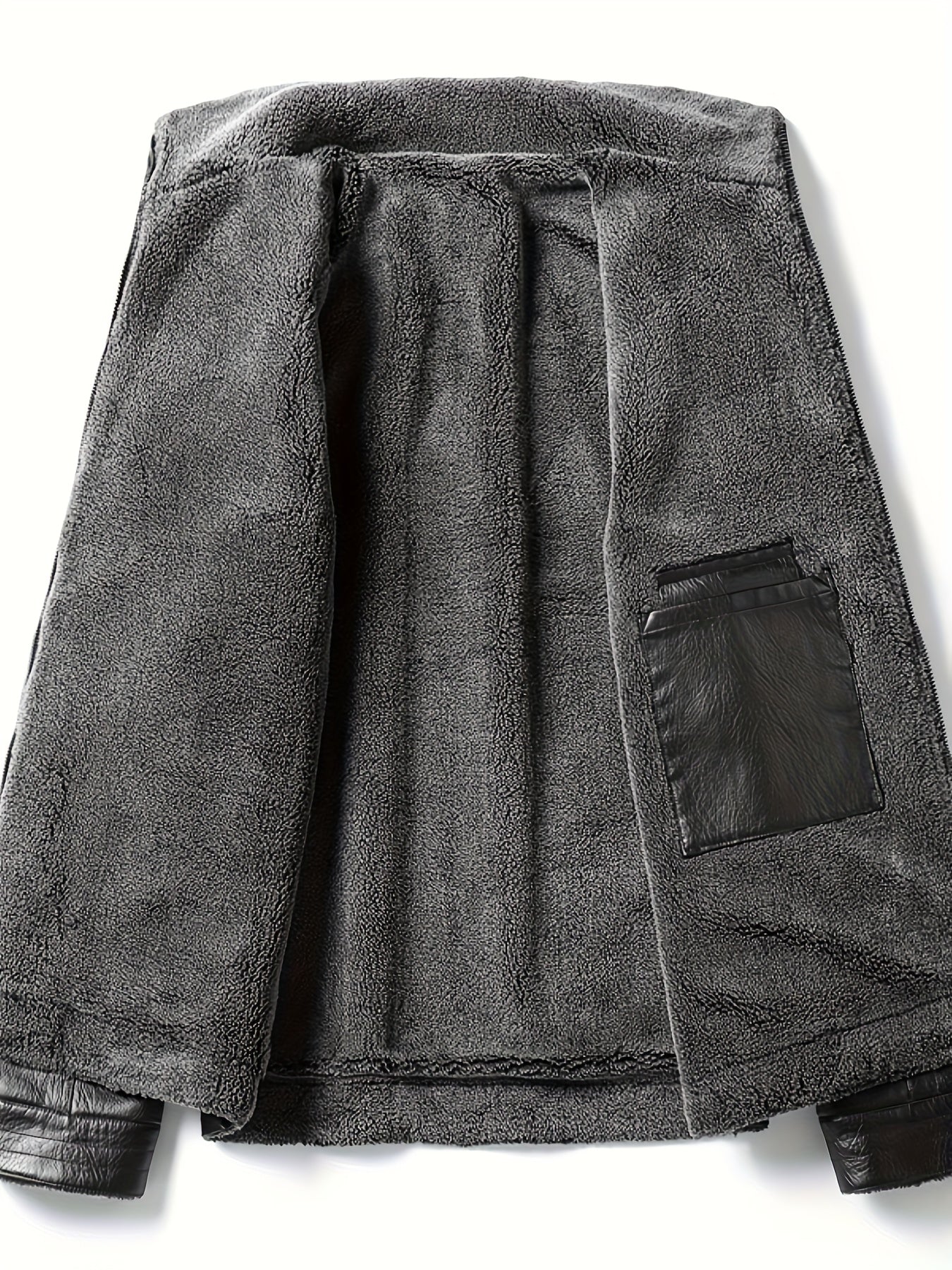 Men's Winter Thickened Bomber Jacket - Windproof Lapel PU