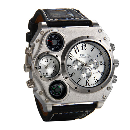 JewelryWe Men's Punk Gothic Quartz Watch - Dual Time Zone