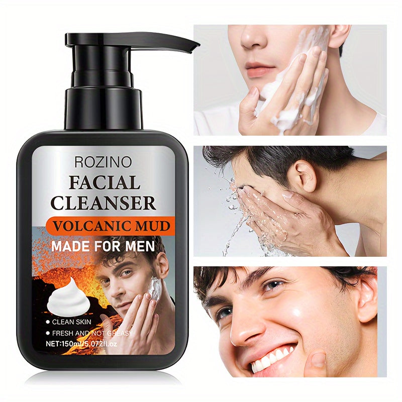 ROZINO Men's Volcanic Mud Cleanser - Oil Control Deep Cleansing