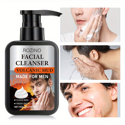 ROZINO Men's Volcanic Mud Cleanser - Oil Control Deep Cleansing