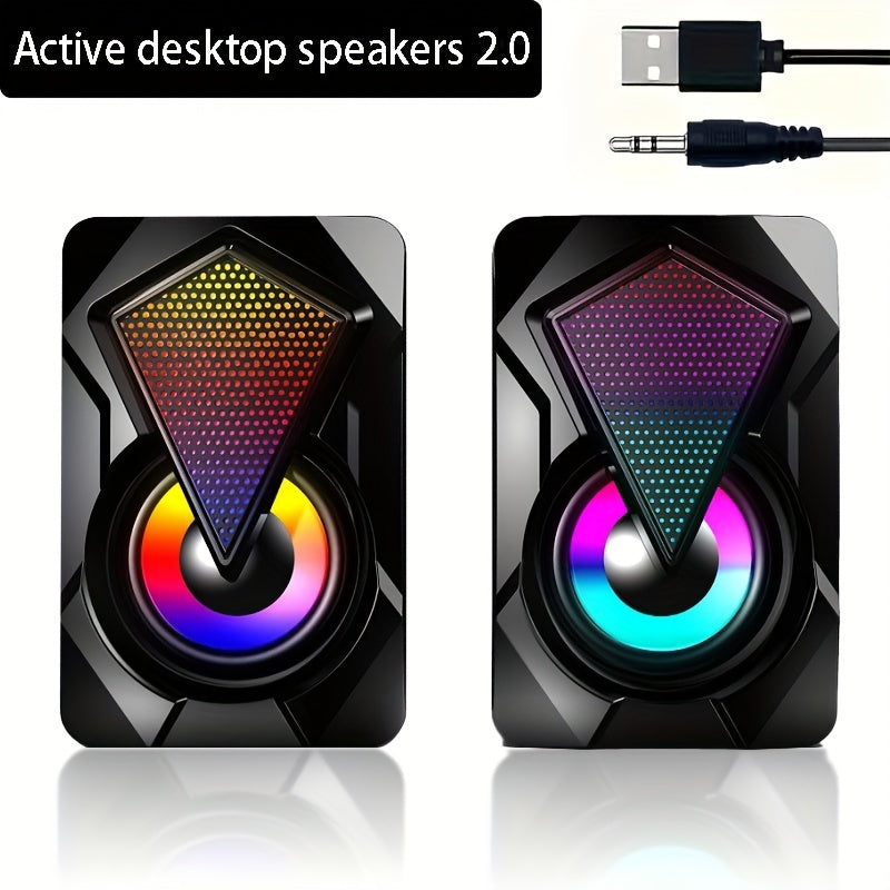 USB Desktop Speakers 2.0 - LED Lights with Volume Control
