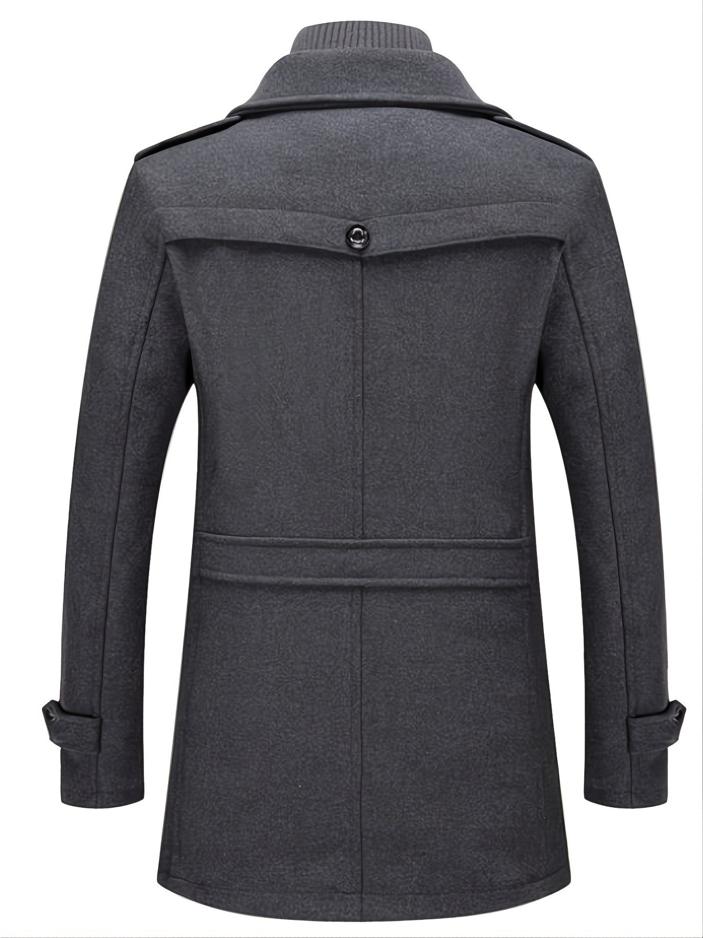 Men's Business Wool Coat - Double Collar Mid-Length