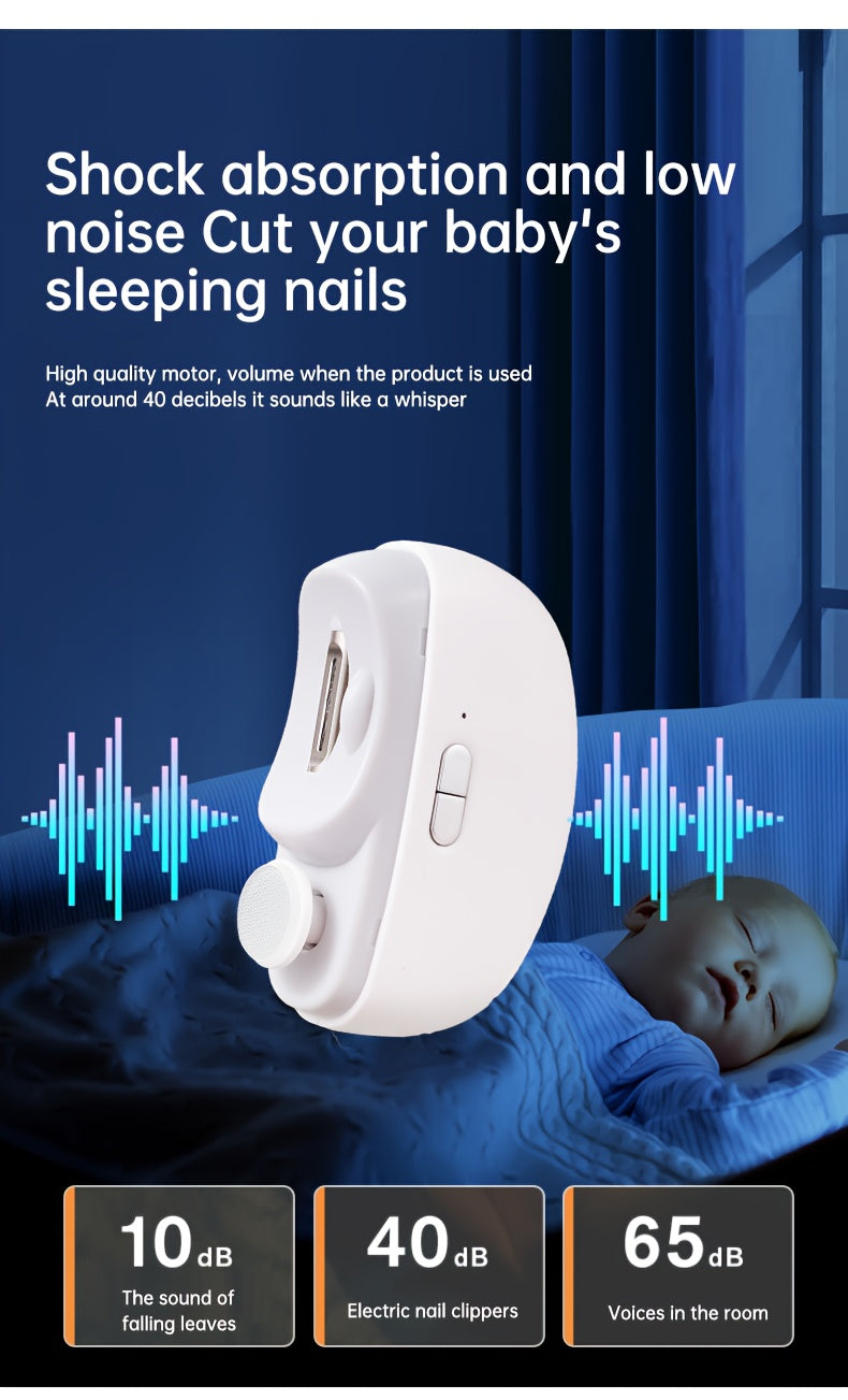 2-in-1 Electric Nail Clipper & Polisher - LED Light USB Charging