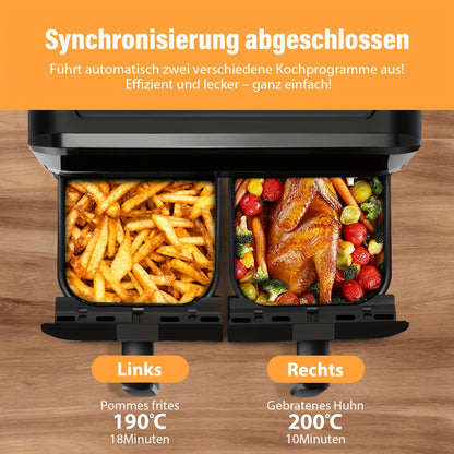 Kehot 9L Dual Door Air Fryer 2400W - 8-in-1 Smart Touchscreen