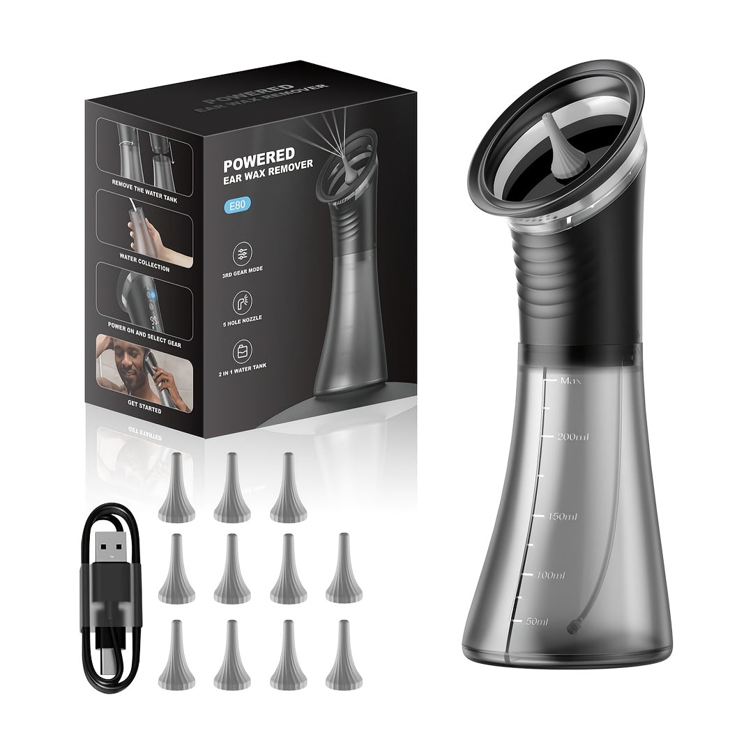 Professional Ear Wax Remover Kit - Dual-Chamber Isolation Tech, 3-Mode Pressure Control, 11 Tips with Warm Water & Visible Waste Tank, USB-C Charging, Rechargeable Lithium Battery, Ideal for Soft & Hard Earwax, Efficient Ear