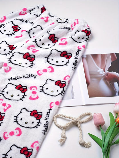 Hello Kitty Women's Flannel Sleep Pants - Thick Warm Winter
