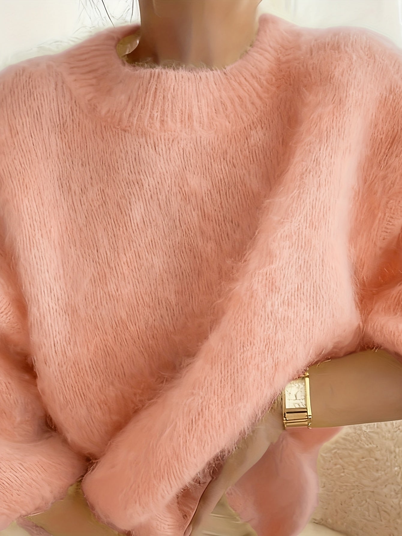 Women's Alpaca Sweater - Elegant Round Neck Winter Coat, Soft Warm Pure Color Blouses | High Elasticity for a Flattering Fit | Solid Color Sweaters for Dresses, Skirts & Pants Toppings | Hand Wash/Dry Clean (Autumn/Winter War