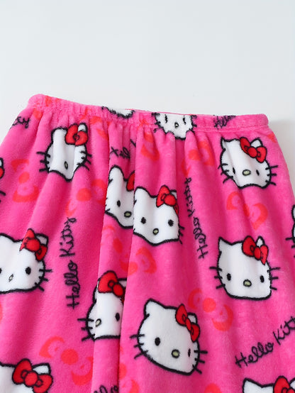 Hello Kitty Women's Flannel Sleep Pants - Thick Warm Winter
