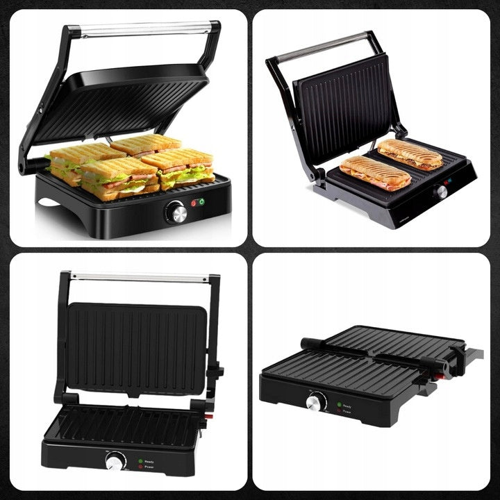 MEMFLOW Electric Panini Grill Toaster 1000W - Foldable Non-Stick