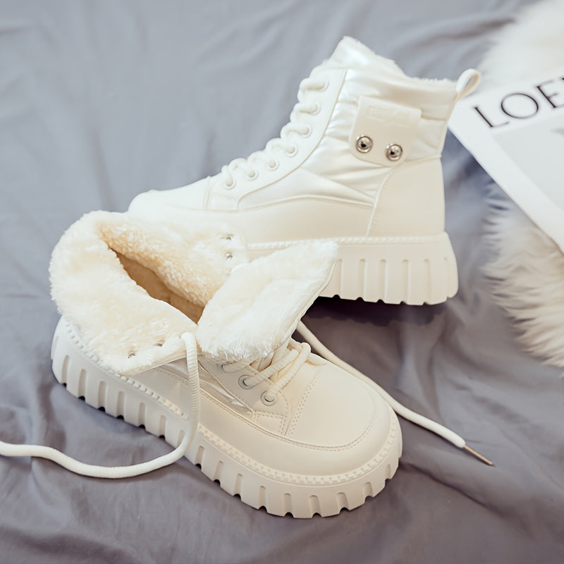 Women's Winter Boots - Thick Platform Lace-Up Ankle Boots