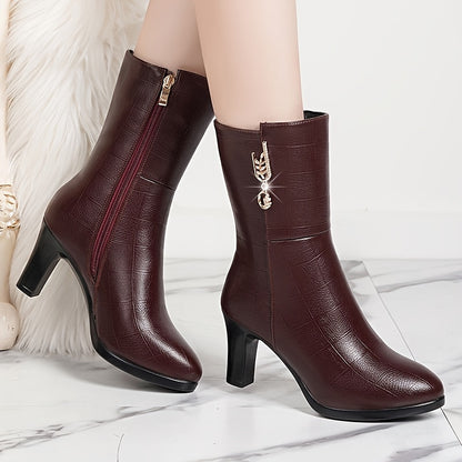 Women's Winter Boots - Platform Heel Side Zipper