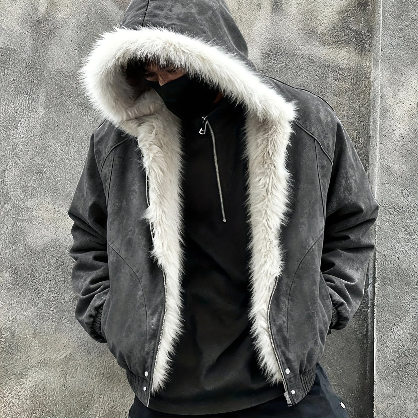 Hooded Warm Jacket with Fur Collar