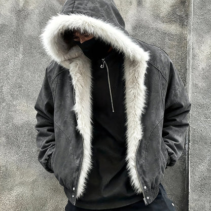 Hooded Warm Jacket with Fur Collar