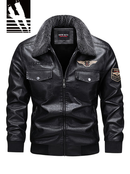 Men's Slim-Fit Fleece-Lined Biker Jacket