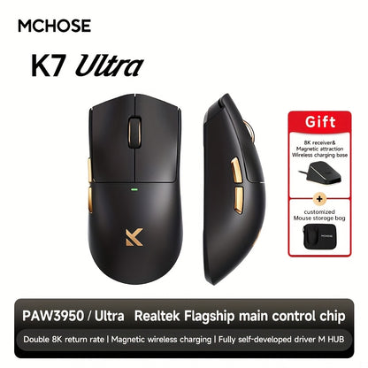 MCHOSE K7 Ultra Wireless Gaming Mouse - 8K 42000 DPI Magnetic Dock