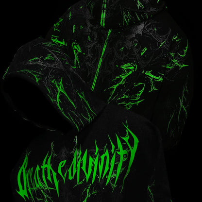 Men's Gothic Letter Print Zip Hoodie - Full-Zip with Pockets