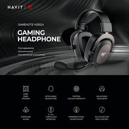HAVIT Headset - Protein Leather Earmuffs with Detachable Mic