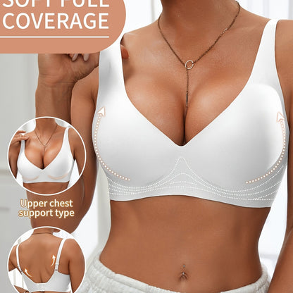 Full-Coverage Push-Up Bra - Wire-Free High Lift Non-Detachable Pad