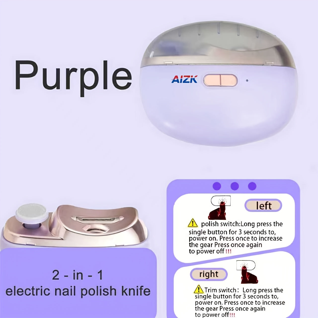 2-in-1 Electric Nail Clipper & Polisher - LED Light USB Charging