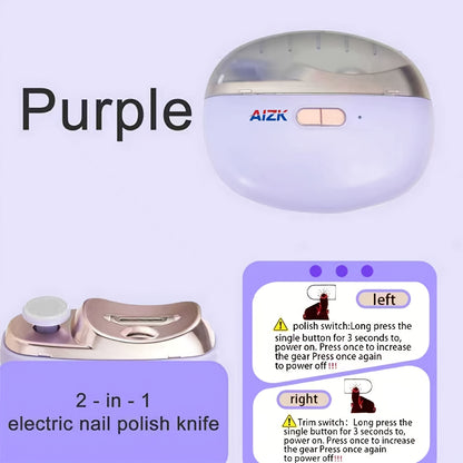2-in-1 Electric Nail Clipper & Polisher - LED Light USB Charging