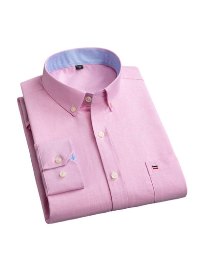 Men's 3-Pack Long Sleeve Oxford Shirts - Embroidered Chest Pockets