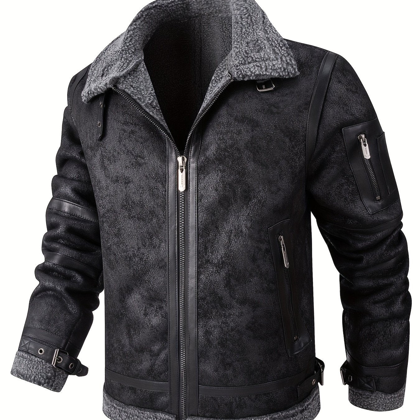 Men's Autumn-Winter Thickened Fleece-Lined Bomber Jacket