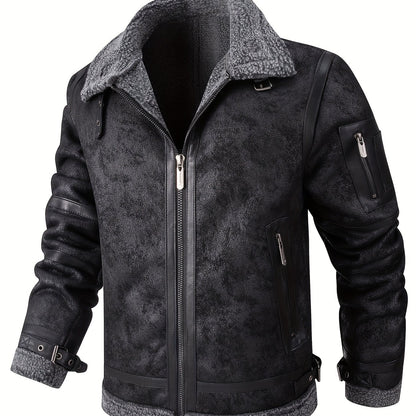 Men's Autumn-Winter Thickened Fleece-Lined Bomber Jacket