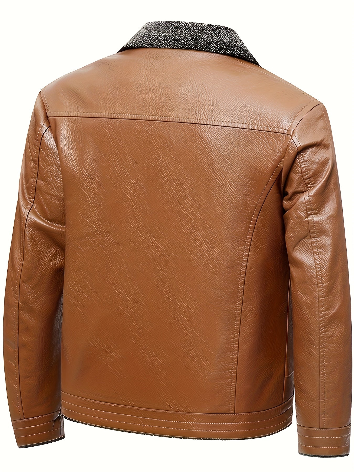 Men's Winter Thickened Bomber Jacket - Windproof Lapel PU