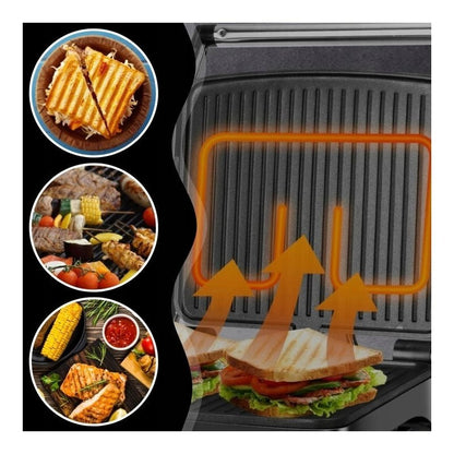 MEMFLOW Electric Panini Grill Toaster 1000W - Foldable Non-Stick