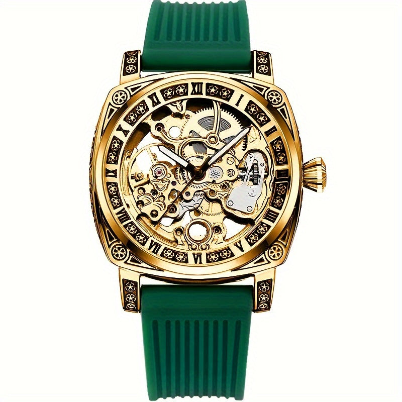 VerdeMontre Mechanical Watch - Luxury Square Automatic Green Strap