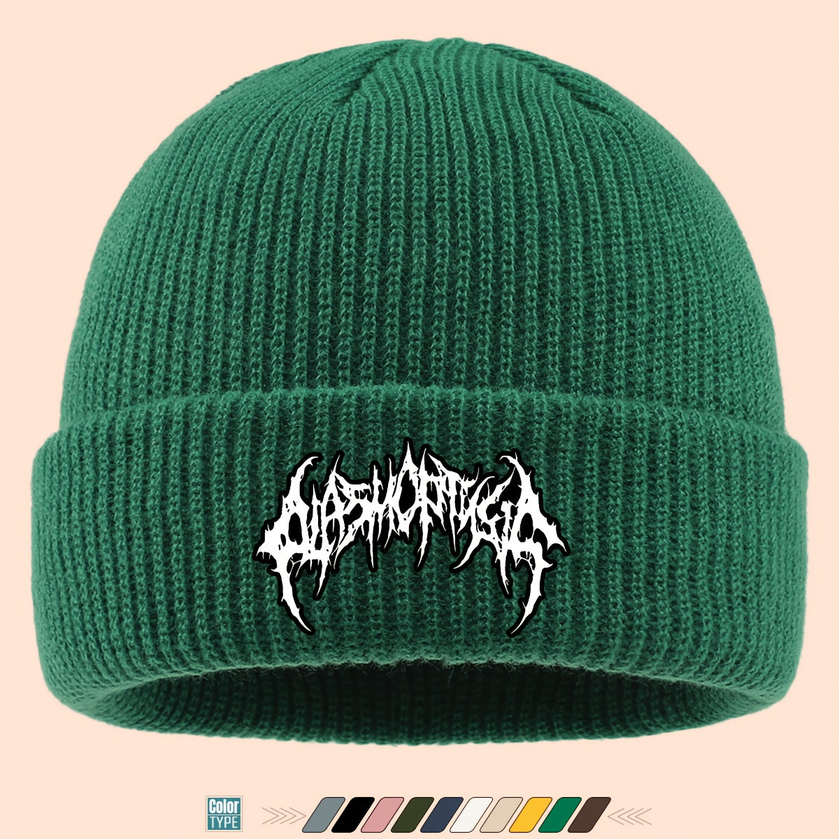 Gothic Beanie Hat - White Bone Spikes