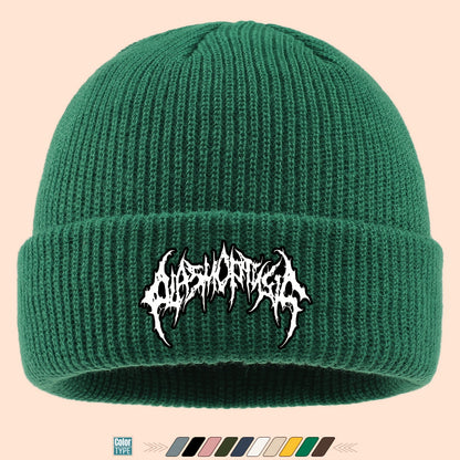 Gothic Beanie Hat - White Bone Spikes