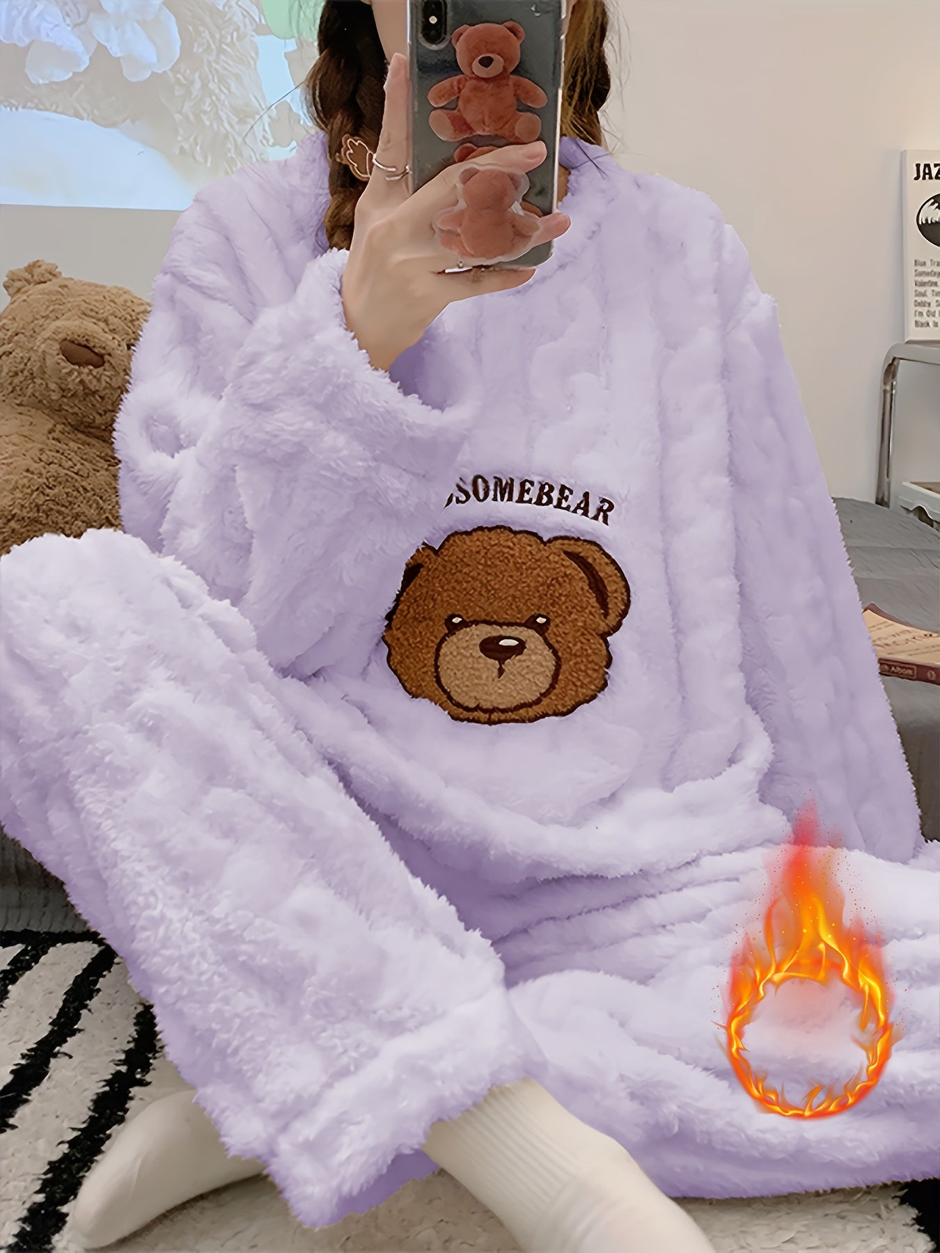 Thick Warm Pajama Set - Jacquard Bear Flannel