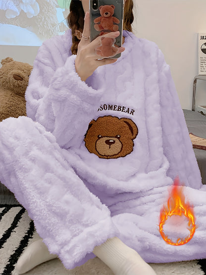 Thick Warm Pajama Set - Jacquard Bear Flannel
