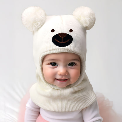 Baby Bear Ear Mask & Beanie - 0-8 Years Winter Hat