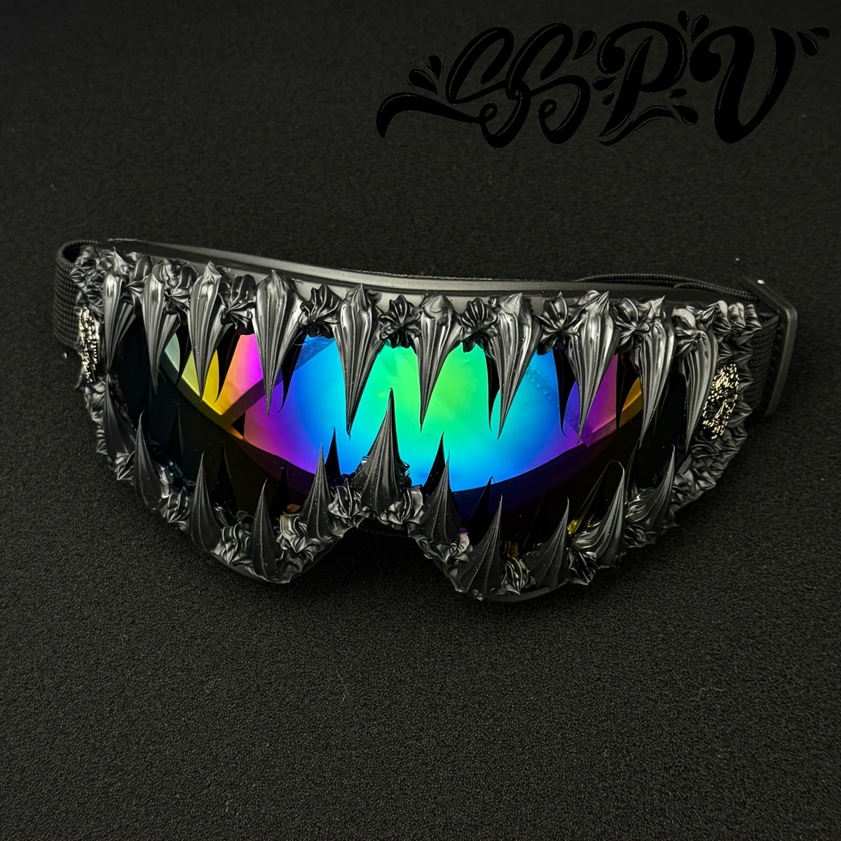 1pc SSPV Gothic Spiked Cosplay Glasses - Streetwear Novelty Eyewear with Spike Frame, Handmade Unique for halloween, Carnival, Costume Parties (Non-Prescription Glasses)