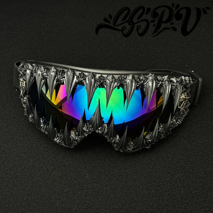 1pc SSPV Gothic Spiked Cosplay Glasses - Streetwear Novelty Eyewear with Spike Frame, Handmade Unique for halloween, Carnival, Costume Parties (Non-Prescription Glasses)