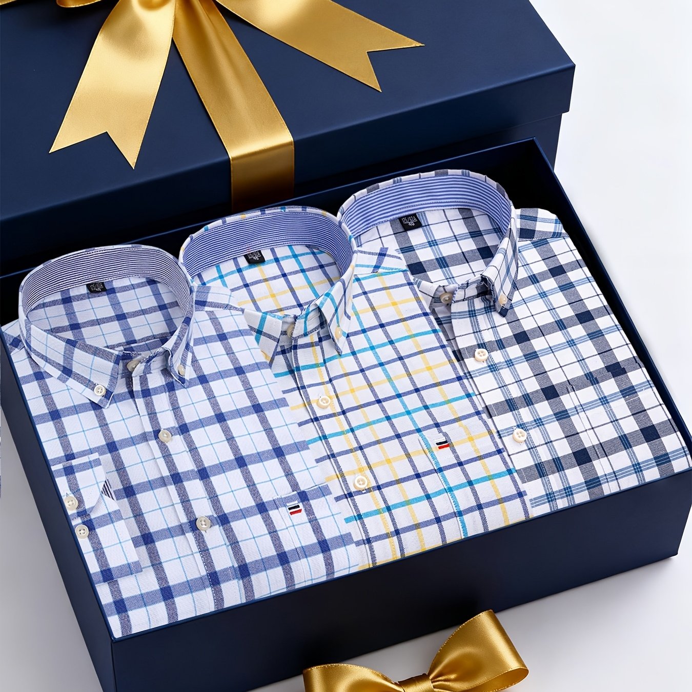 Men's 3-Pack Long Sleeve Oxford Shirts - Embroidered Chest Pockets