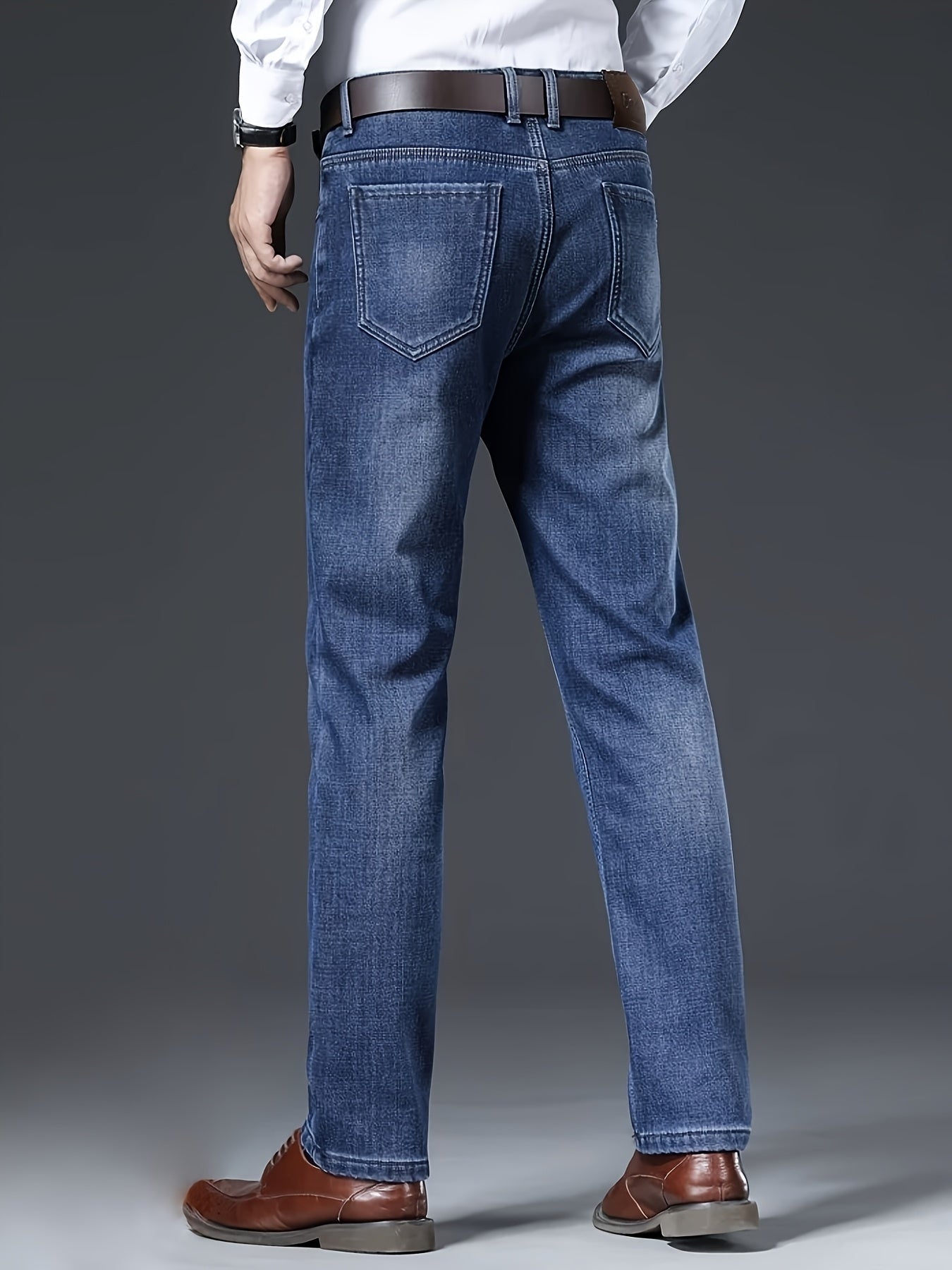 ESDVQ Men's Winter-Thickened Stretch Jeans - Warm Straight-Leg