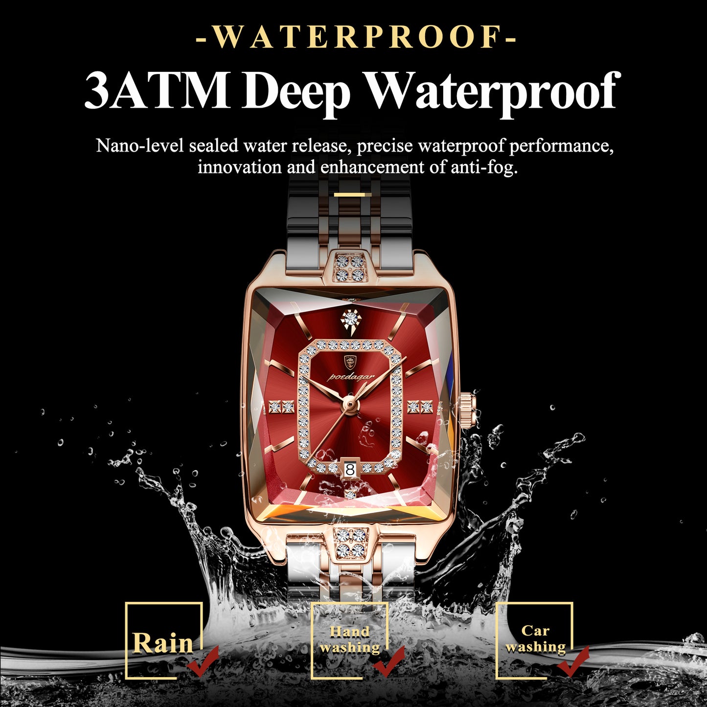 POEDAGAR Women's Luxury Watch - Waterproof Calendar Quartz Steel